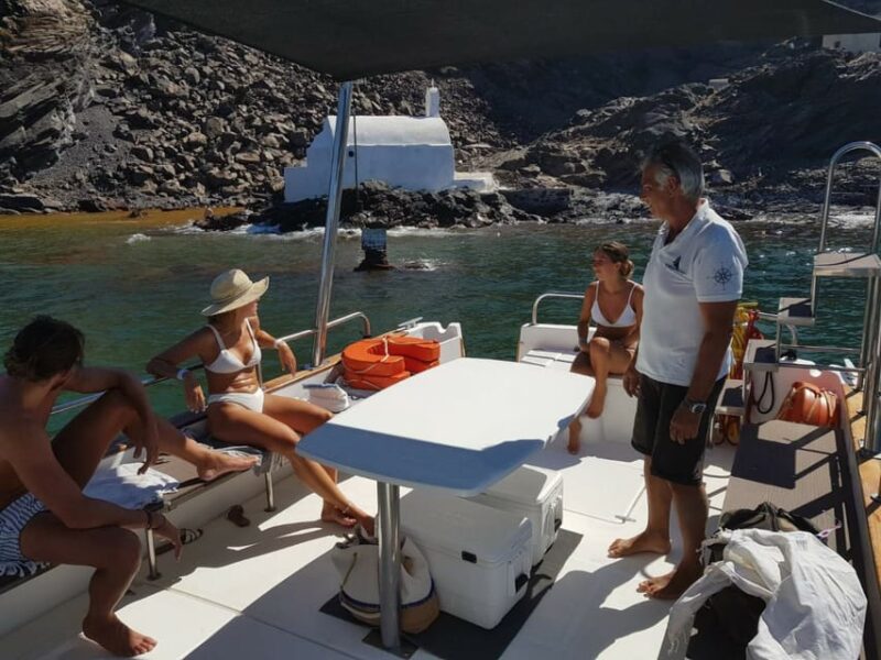 Santorini: Private Motorboat Cruise and Volcano Hike - Swim in Sulfurous Hot Springs