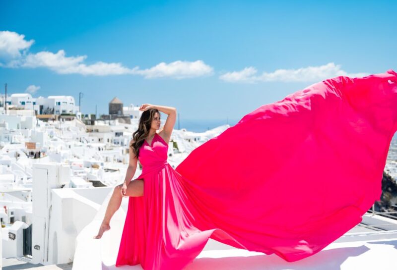 Santorini: Proffessional Flying Dress Photoshoot - Not Included