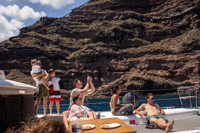 Santorini Sailing Catamaran Daily Cruises W/ Greek BBQ @Thirasia - Onboard Amenities and Inclusions