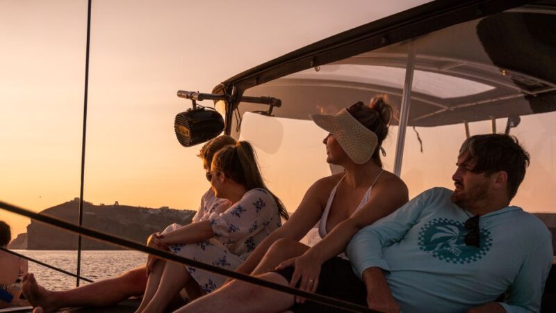 Santorini: Sailing Catamaran Yacht Cruise With Food & Drinks - Relaxing at Volcano Hot Springs