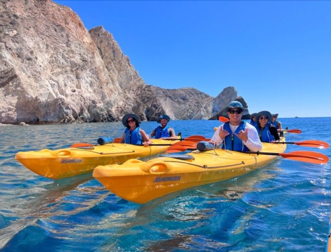 Santorini: Sea Caves Kayak Trip With Snorkeling and Picnic - Paddle Along Akrotiri Coastline