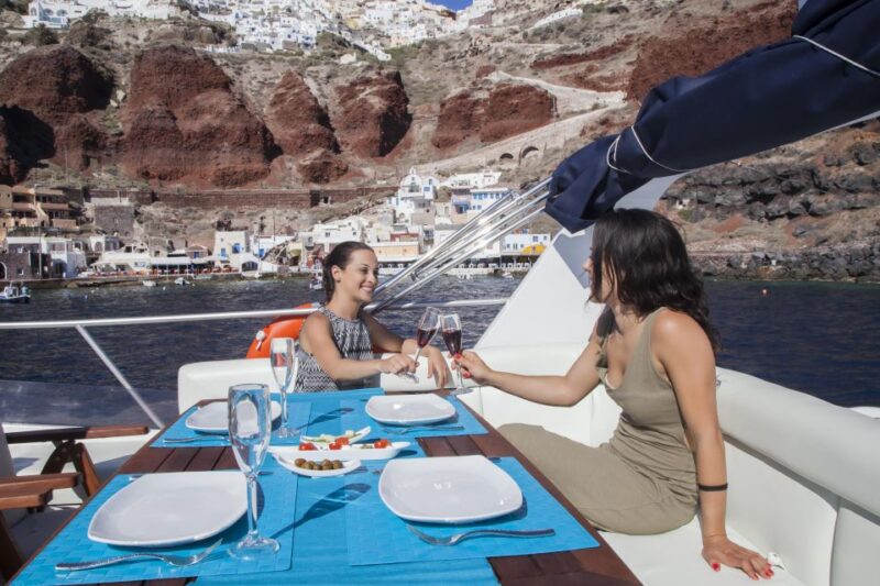 Santorini: Semi Private Boat Tour With Food and Wine - Key Points