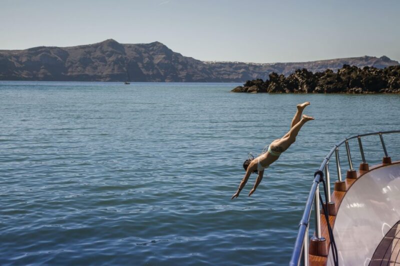 Santorini: Semi Private Boat Tour With Food and Wine - Inclusions Highlighted