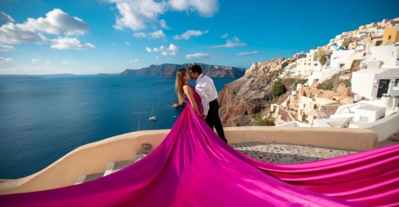 Santorini: Unique Flying Dress Photoshoot With Drone! - Whats Included