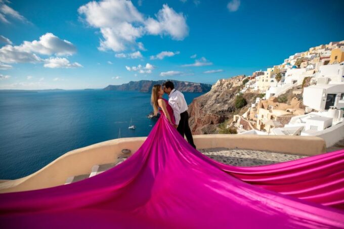 Santorini: Unique Flying Dress Photoshoot With Drone! - Edited Photos & Video