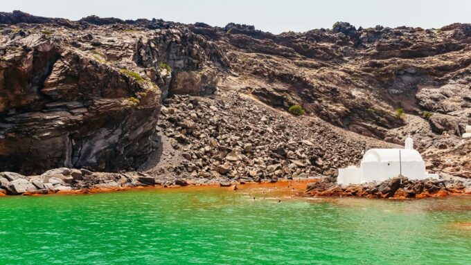Santorini: Volcano and Hot Springs Sunset Dinner Cruise - Hot Springs Swimming