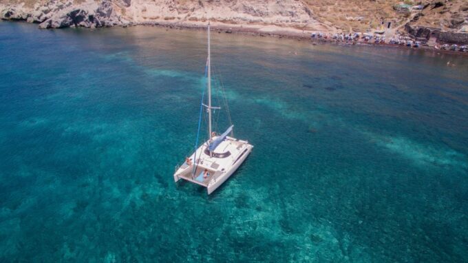 Santorini:Catamaran: Private Cruise With Food & Drinks - Pickup and Drop-off