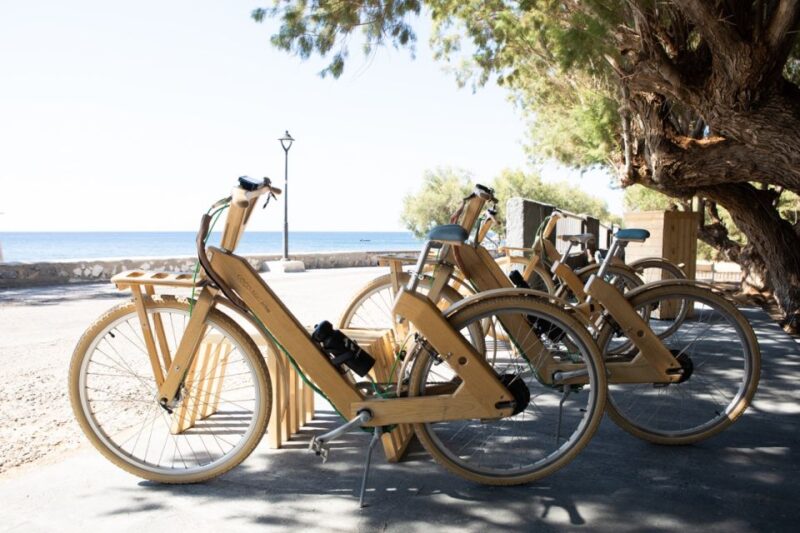 Santorinis Private Wooden E-Bike Tour With Lunch or Dinner - Discovering Emporio Castle