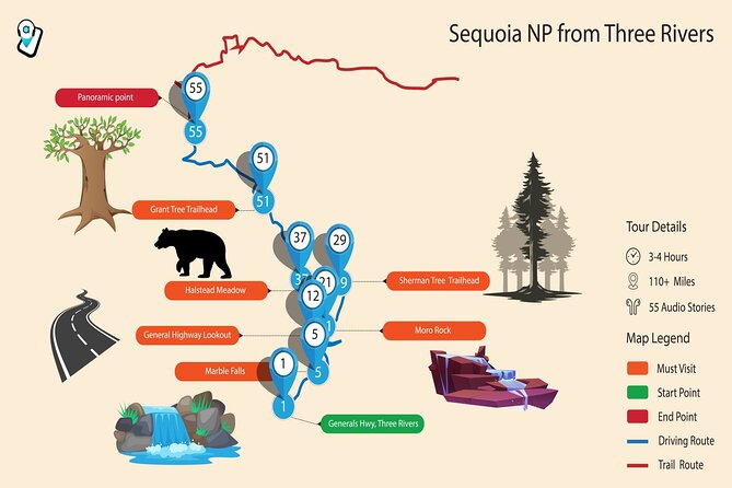 Sequoia & Kings Canyon National Park Self-Driving Audio Tour - Comprehensive Route and Stops