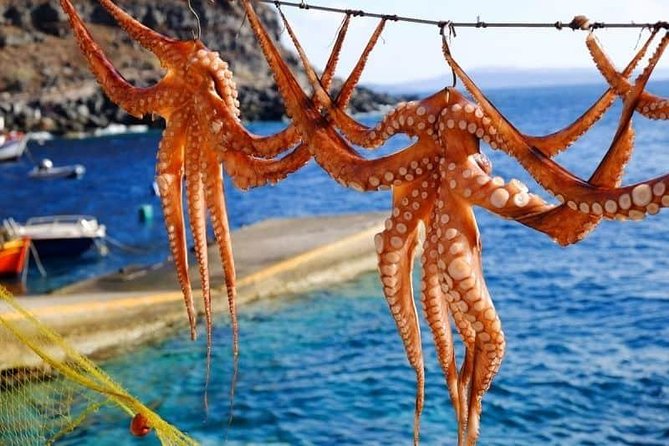 Shared Platinum Sunset Trip of Santorini via Hot Springs & White Beach - Indulging in Greek Cuisine