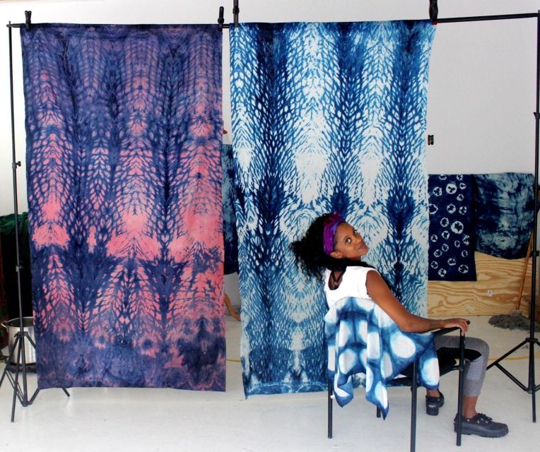 Shibori Tie Dye a Silk Scarf in Ocho Rios - Unique Pattern Creation
