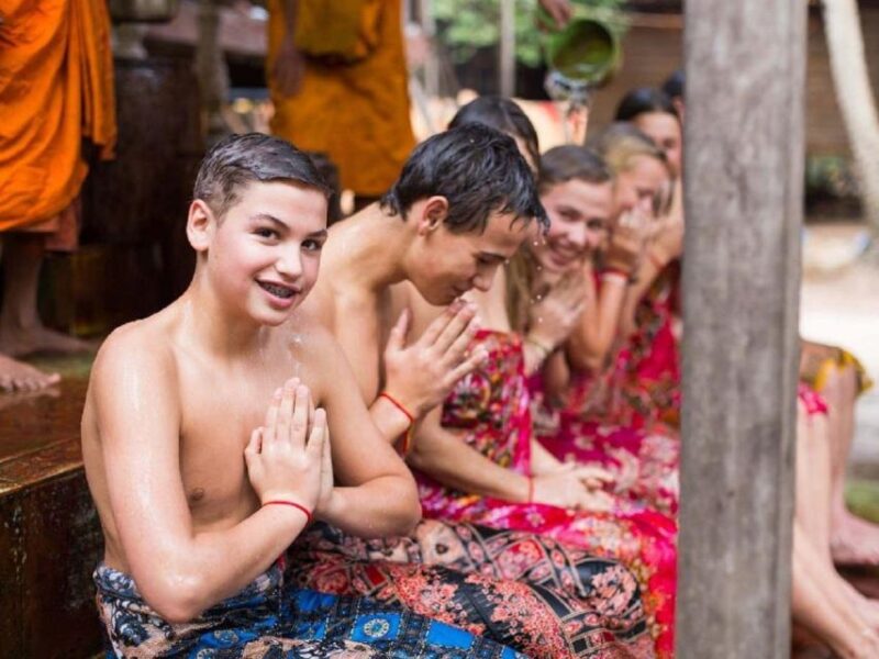 Siem Reap Cambodian Buddhist Water Blessing and Local Market - Location and Ceremony