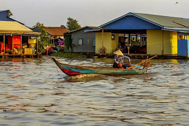Siem Reap Floating Village Kampong Phluk Sun Set With Boat - Good To Know