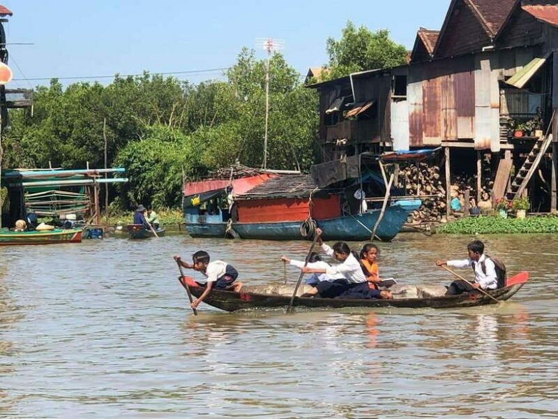 Siem Reap Floating Village Kampong Phluk Sunset with Boat - Key Points