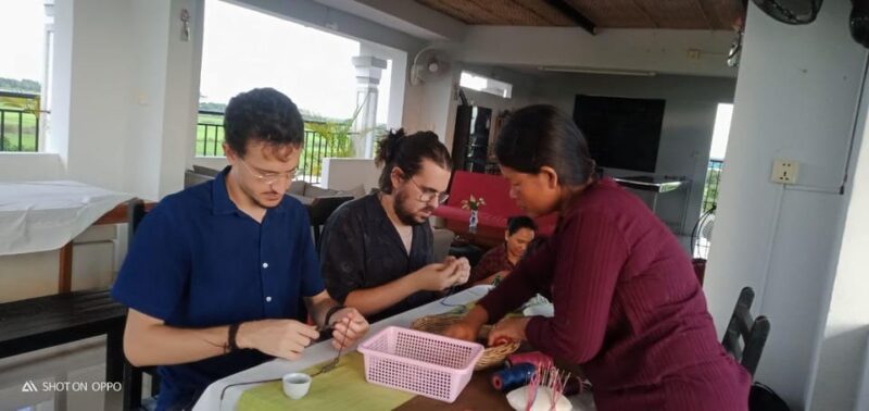 Siem Reap: Lotus Silk Farm Boat Ride & 3 DIY Crafts - Lotus Stem Waste Paper Crafting
