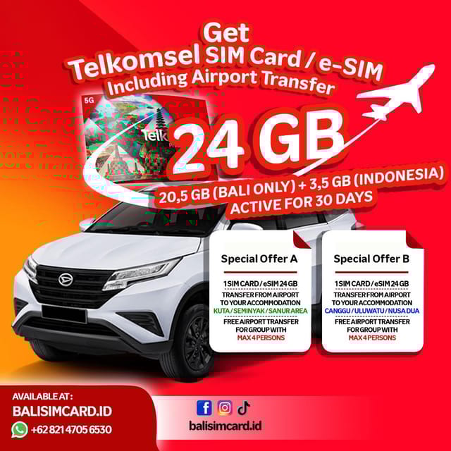 SIM CARD 24GB + Airport Transfer B - SIM Card Details