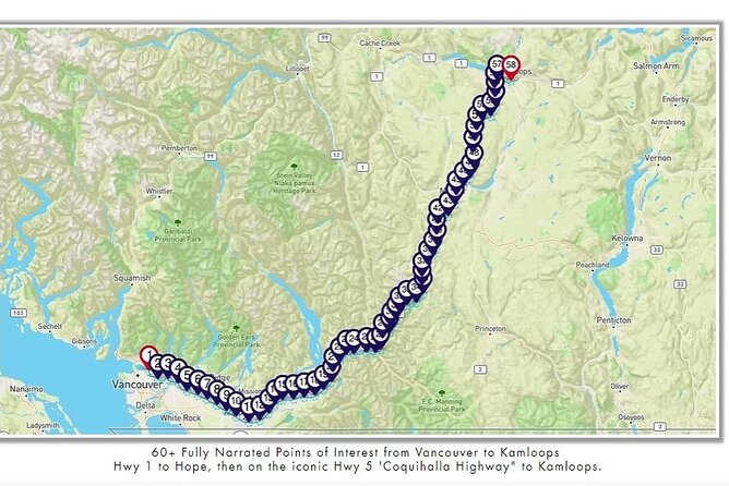 Smartphone Audio Driving Tour Between Kamloops and Vancouver - Exploring the Coquihalla Highway