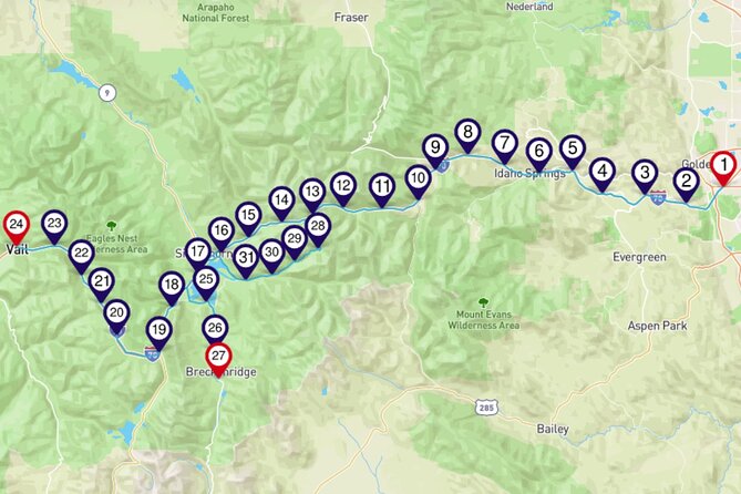 Smartphone Driving Tour B/W Breckenridge & Denver - Tour Features