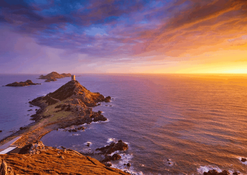 Sunset to Corsican Song on a Catamaran - Sanguinaires Islands Panorama
