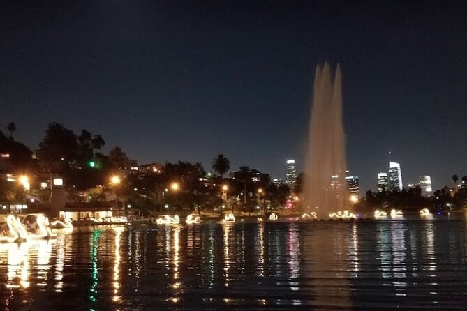 Swan Boat Night Ride at Echo Park Lake - Paddling on Echo Park Lake