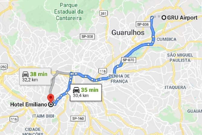 Taxi Transfer Executive GRU Airport to Hotel Emiliano - Schedule and Availability