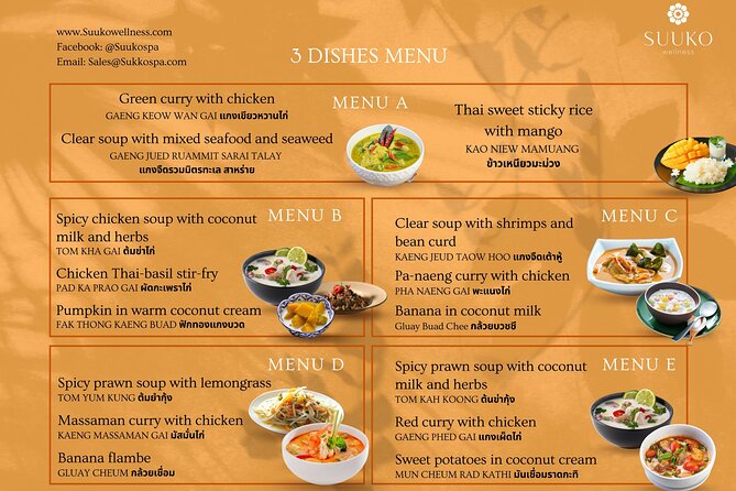 Thai Cooking Class 2 Hrs ( 3 Dishes Menu) - Included in the Class