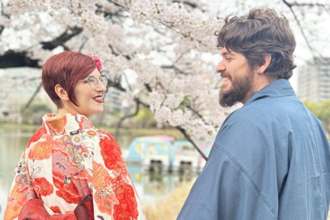 Tokyo: Kimono Dressing, Walking, and Photography Session - Kimono Upcycled Umbrella