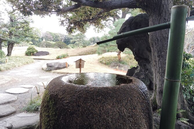 Tokyo Kiyosumi Garden Tour Stonework Pond and Sky Tree Views - Inclusions