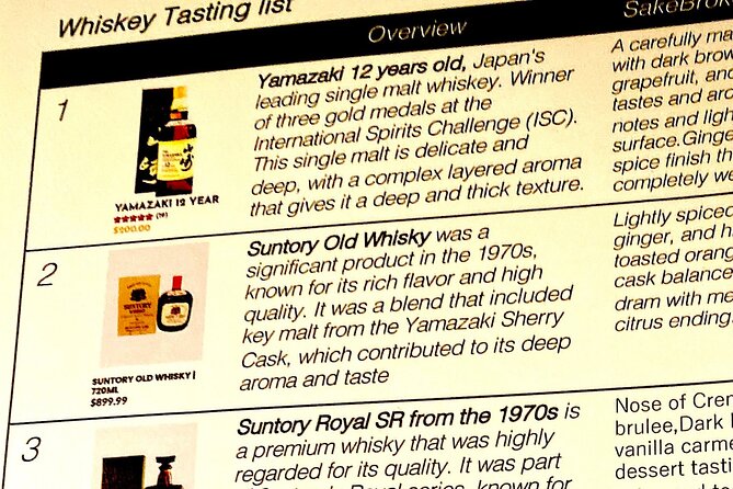 [Tokyo Shibuya] Japanese Whiskies and Sake Tasting Experience!! - Educational Component