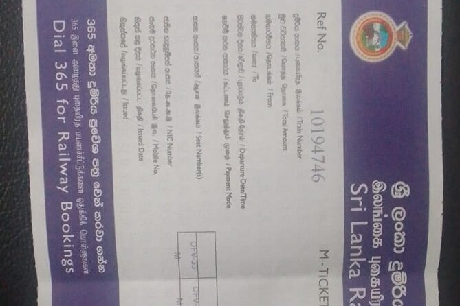 Train Seat Reservation From Ella to Kandy - Cancellation Policy