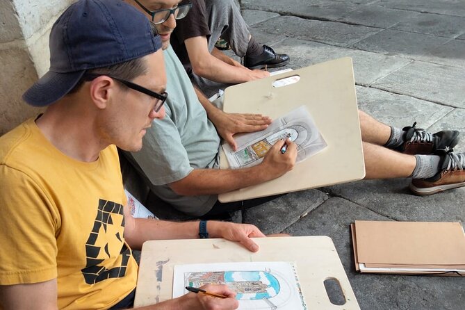 Urban Sketching in Bergamo - Upper Town! - Concluding the Sketching Session