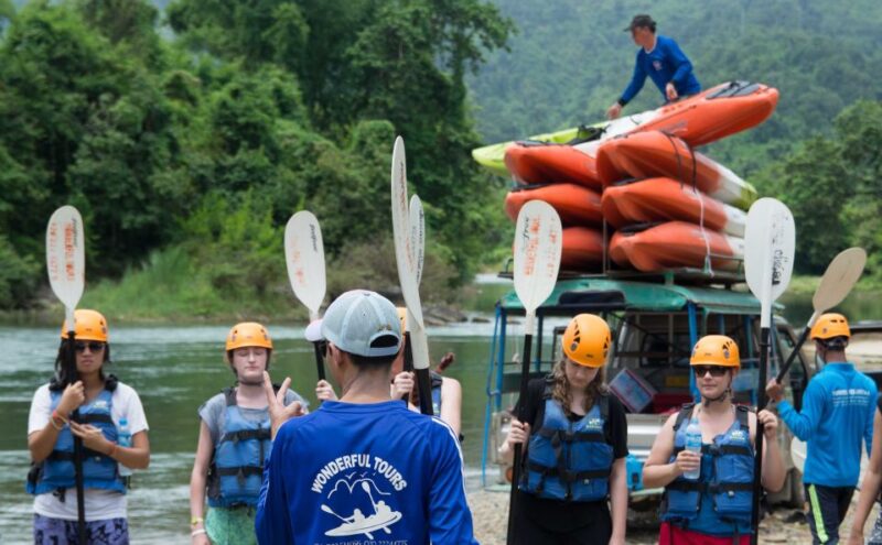 Vang Vieng: Kayaking & Cave Tubing With Zip Line/Blue Lagoon - Key Points
