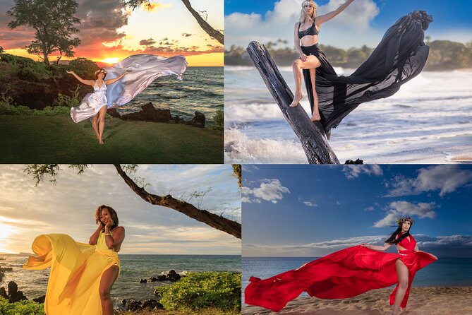 Wailea Beach Private Maui Flying Dress Photoshoot Experience - Photographer Guidance and Poses