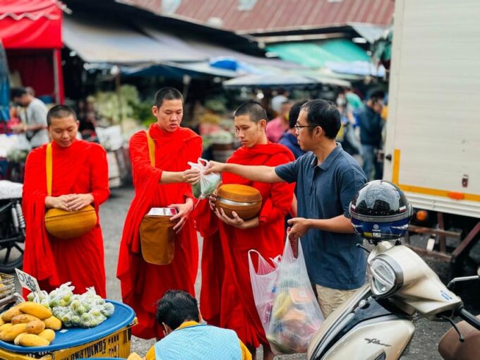 Walk With Monks Collecting Alms - Preparing for the Walk