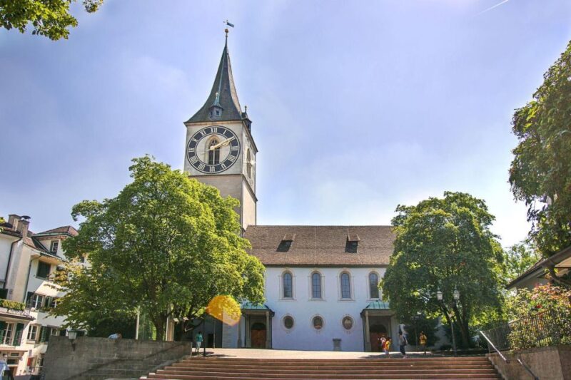 Zurich: Self-Guided Walking Audio Tour on Your Phone (ENG) - Largest Clock Face at Saint Peters Church